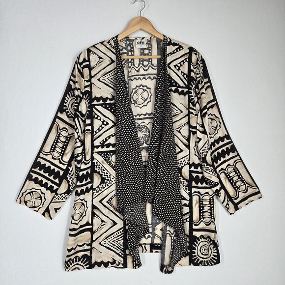 VTG Ala California Jacket Sz 1X Waterfall Open Front Abstract Polka Dot USA - Picture 9 of 9